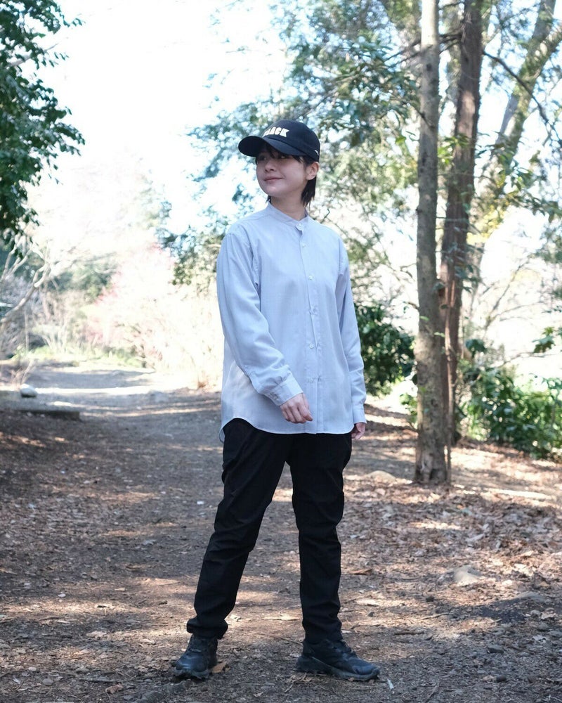 BLACK BRICK / Air Hybrid Merino Band Collar Shirt｜ブラック 