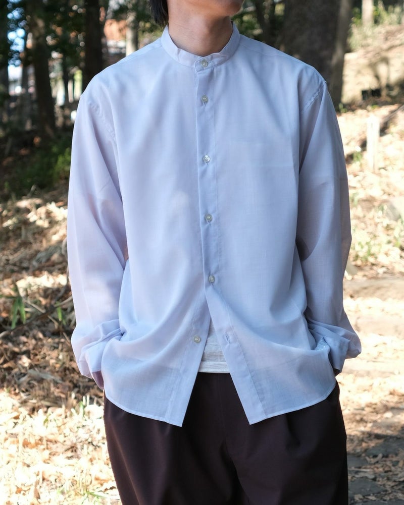 BLACK BRICK / Air Hybrid Merino Band Collar Shirt｜ブラック 