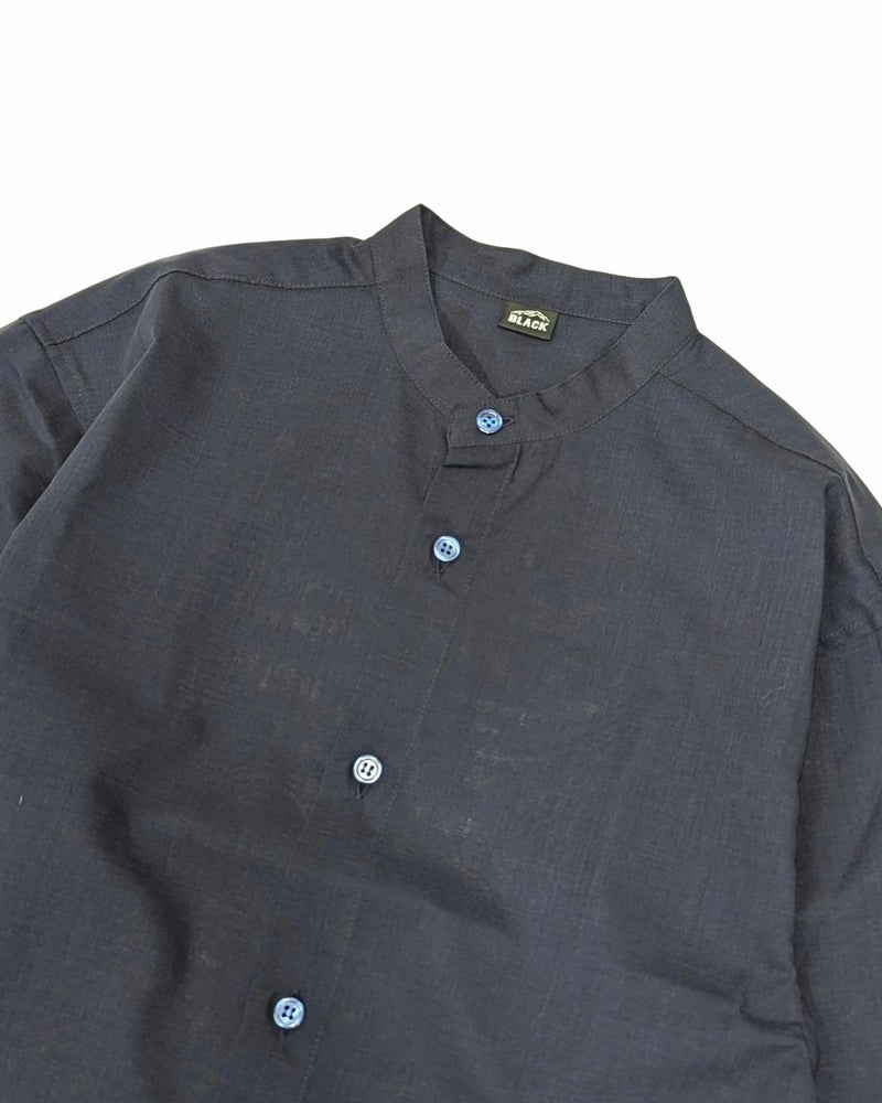 BLACK BRICK / Air Hybrid Merino Band Collar Shirt｜ブラック 