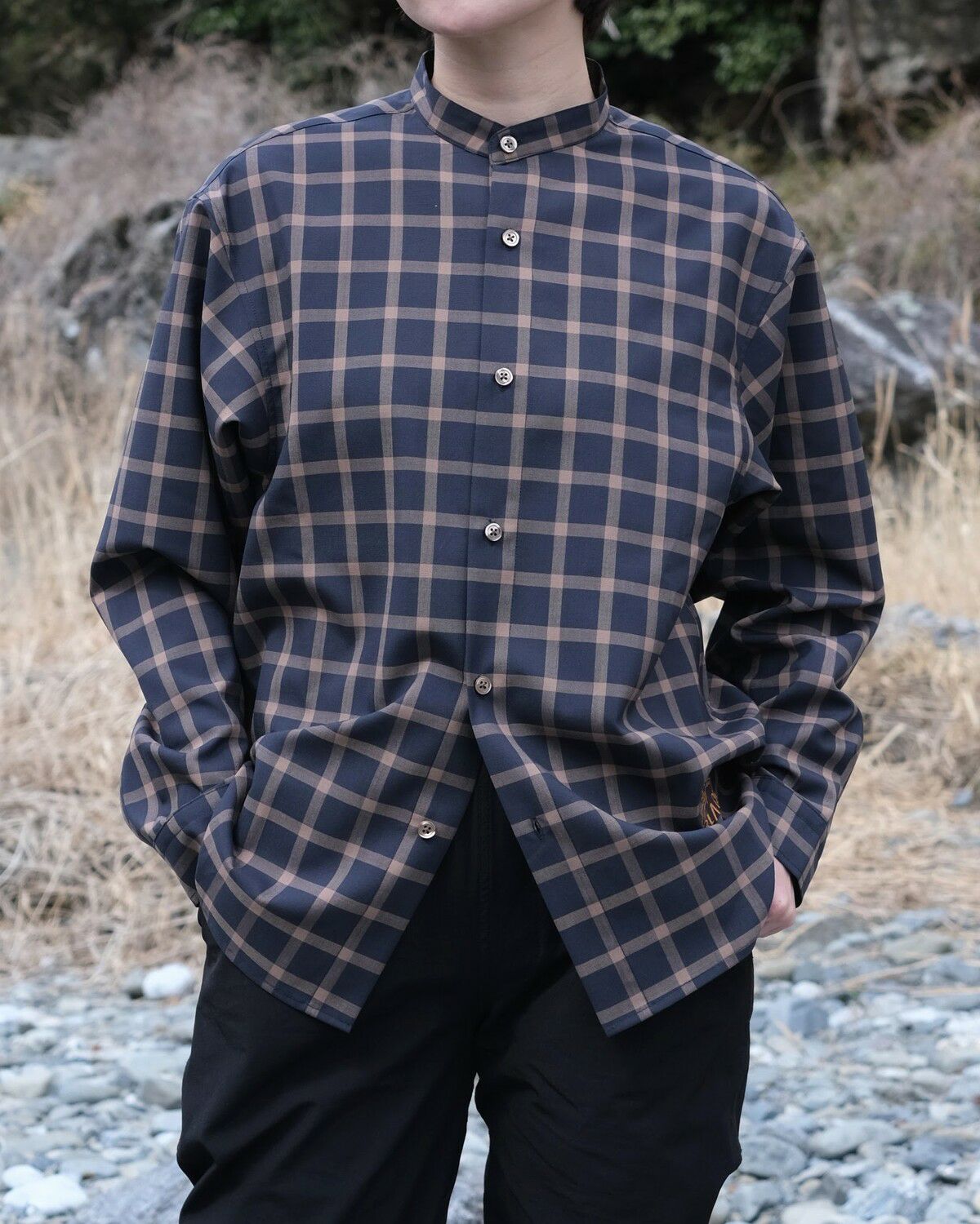 BLACK BRICK / Hybrid Merino Band Collar Shirt｜ブラックブリックの