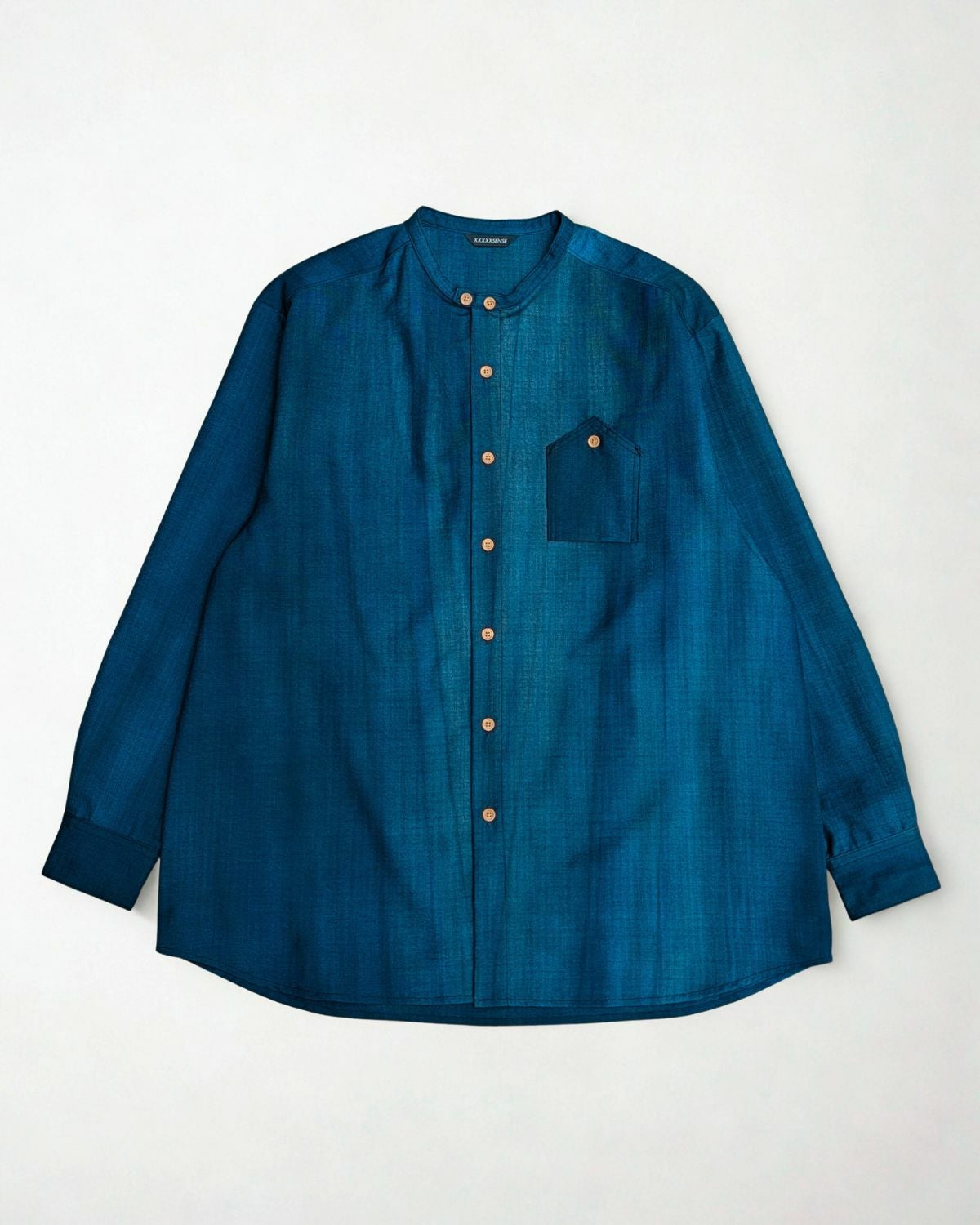 XXXXXSENSE / URBAN DYEING RIP MERINO WOOL BAND COLLAR SHIRT
