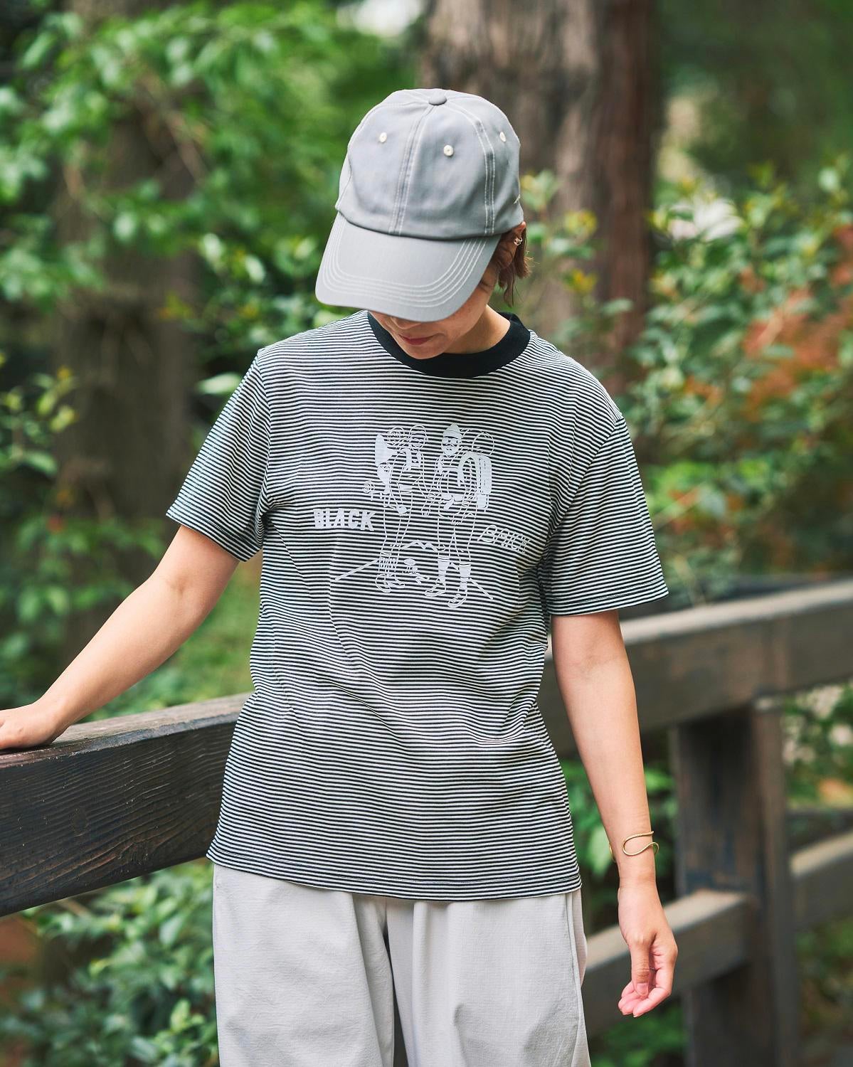 BLACK BRICK ORIGINALS / Hybrid Merino Border Tee(micro)｜ブラック