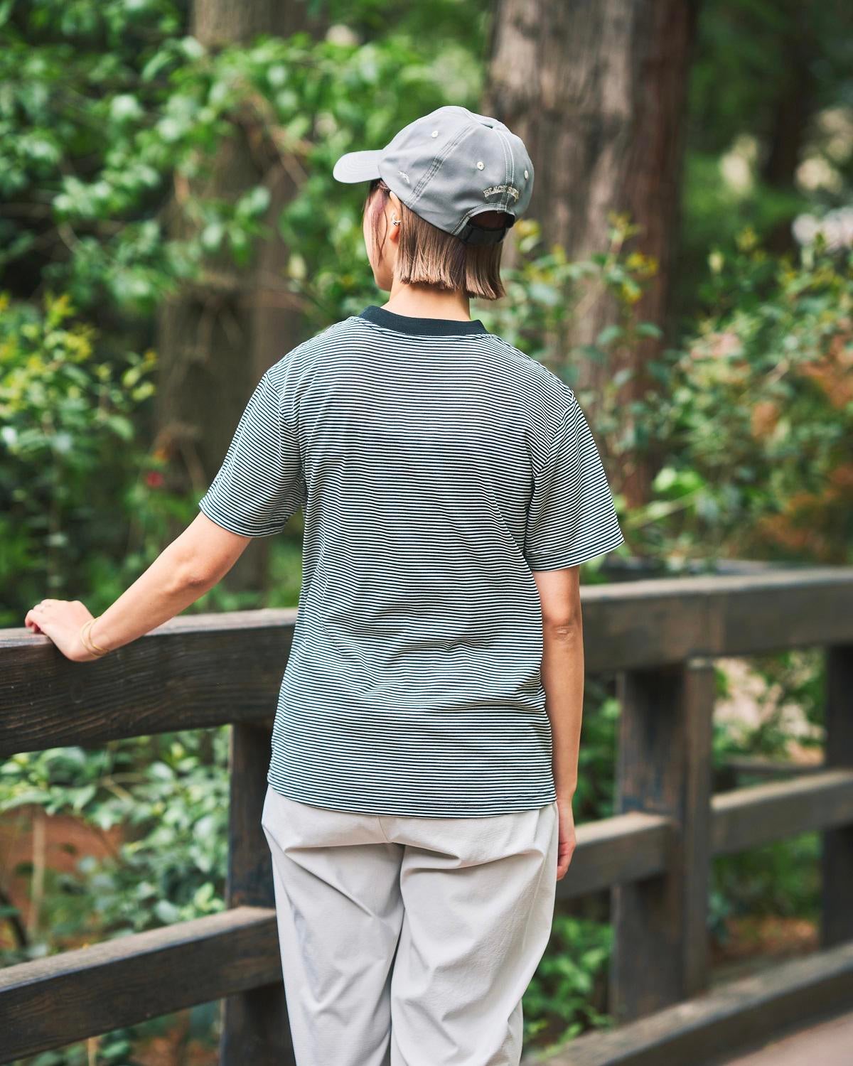BLACK BRICK ORIGINALS / Hybrid Merino Border Tee(micro)｜ブラック
