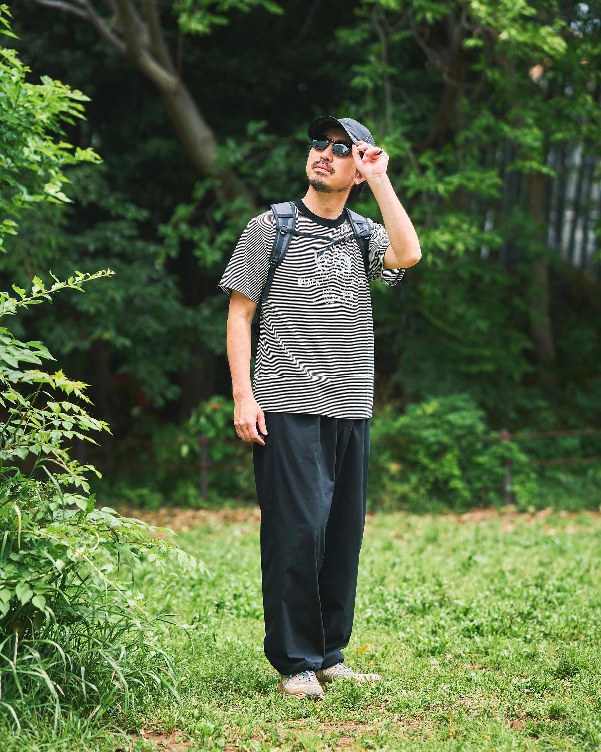 BLACK BRICK ORIGINALS / Hybrid Merino Border Tee(micro)｜ブラック